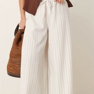 Stradivarius Linen Striped Women's Pants